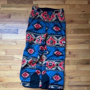 The North Face Boy’s Geometric Snow Pants - Red, Blue, Tan Size Medium 10/12